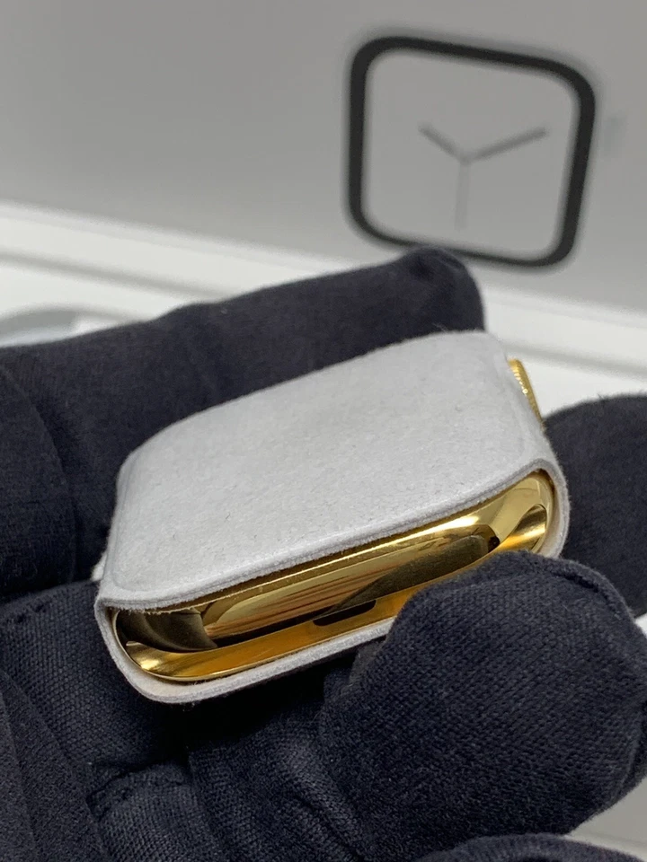 24K Gold Plated 45MM Apple Watch SERIES 9 Gold Link Band Rhinestones 3 Bands - Image 4 of 4