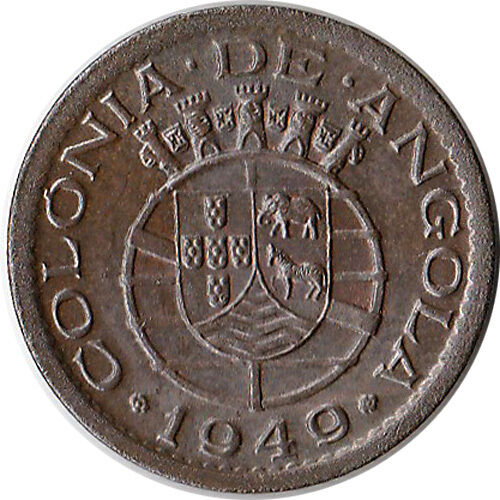 1949 Angola (Portuguese) 10 Centavos Coin KM#70 UNC - Picture 1 of 2
