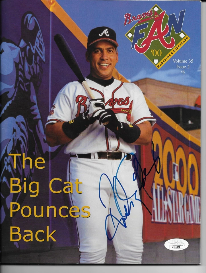 Signed Andres Galarraga Atlanta Braves Program SMALL SMUDGE w JSA Authentication - Image 2 of 4
