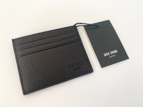 JACK SPADE NY RARE DARK BROWN PEBBLE LEATHER MENS DESIGNER SLIM CARD WALLET NEW - Picture 9 of 12