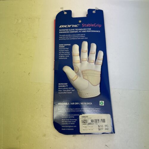 BIONIC STABLEGRIP WOMENS GOLF GLOVE RIGHT HAND XL WHITE CABRETTA LEATHER NEW NWT - Picture 2 of 3
