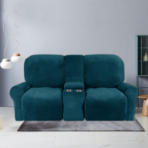 Samt Stretch Sofa 2 Sitzer Liege Couch Bezug Loveseat Schonbezug Schoner - Bild 17 von 92