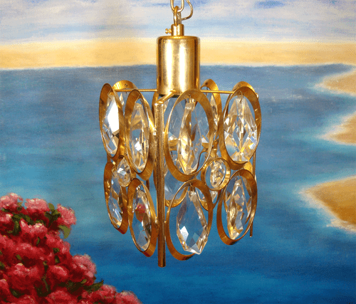 Lustre vintage achat Orrefors cristal lustre design époque Sciolari années 60