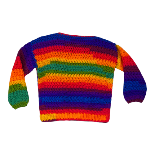Handmade Boy Size 4-5 Sweater Striped Jewel Tones Stretch Fit by Marsha - Afbeelding 1 van 8