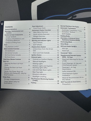 MASERATI GRANTURISMO + CAB OWNERS PACK / HANDBOOK QUICK REFERENCE GUIDE 23~25 23 - Picture 3 of 9