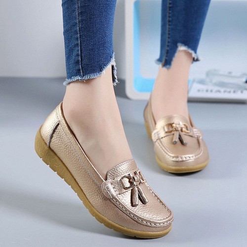 Ladies Fit Shoes Slip On Foam Work Shoes Womens Loafer Shoe Memory Leather Shoes - Picture 6 of 27