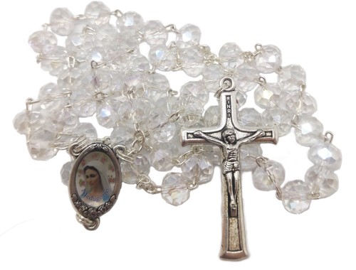 Rosary Religion Gift Transparent Crystal Glass Rosary From Medjugorje + BAG - Picture 3 of 8
