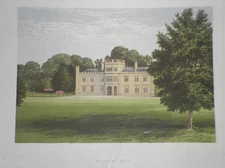 Original Colour Victorian Stately Home Print: Wolseley Hall-c1880 - Lithograph