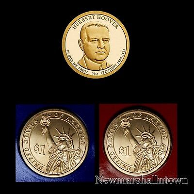 Mint Plastic 2014 H Hoover Dollars P&D BU + S-Proof 3-Coin Set