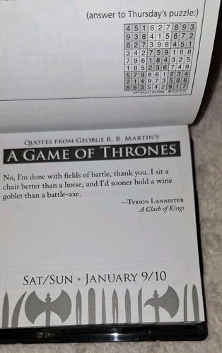 Calendario de Escritorio Juego de Tronos Citas 2016 - Raro - Nunca Usado - Usado en Excelente Condición - Fantasía - Fuerte - Imagen 10 de 16