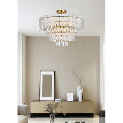 Elegant Lighting 1780F25SG Emilia Flush Mount Satin Gold - Picture 2 of 9