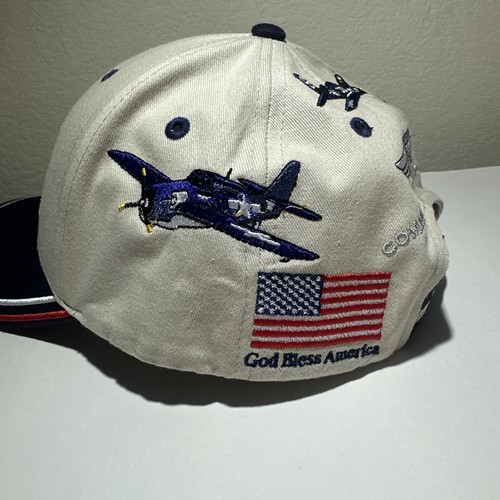 Flying War Cats Hat Cap Strap Back Adult Adjustable Beige Embroidered Mens - Picture 3 of 7
