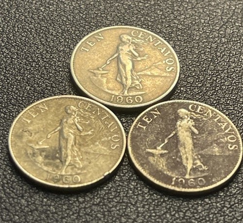 1960 Philippines Ten Centavos- 3 Coins - Picture 1 of 8