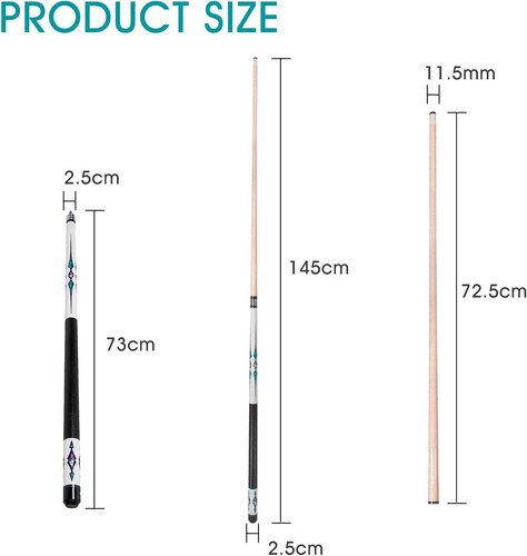 Billard Queue 57" Set – Ahorn Pool Cue mit Edelstahl-Gelenk & Tasche, rutschfes - Bild 5 von 7