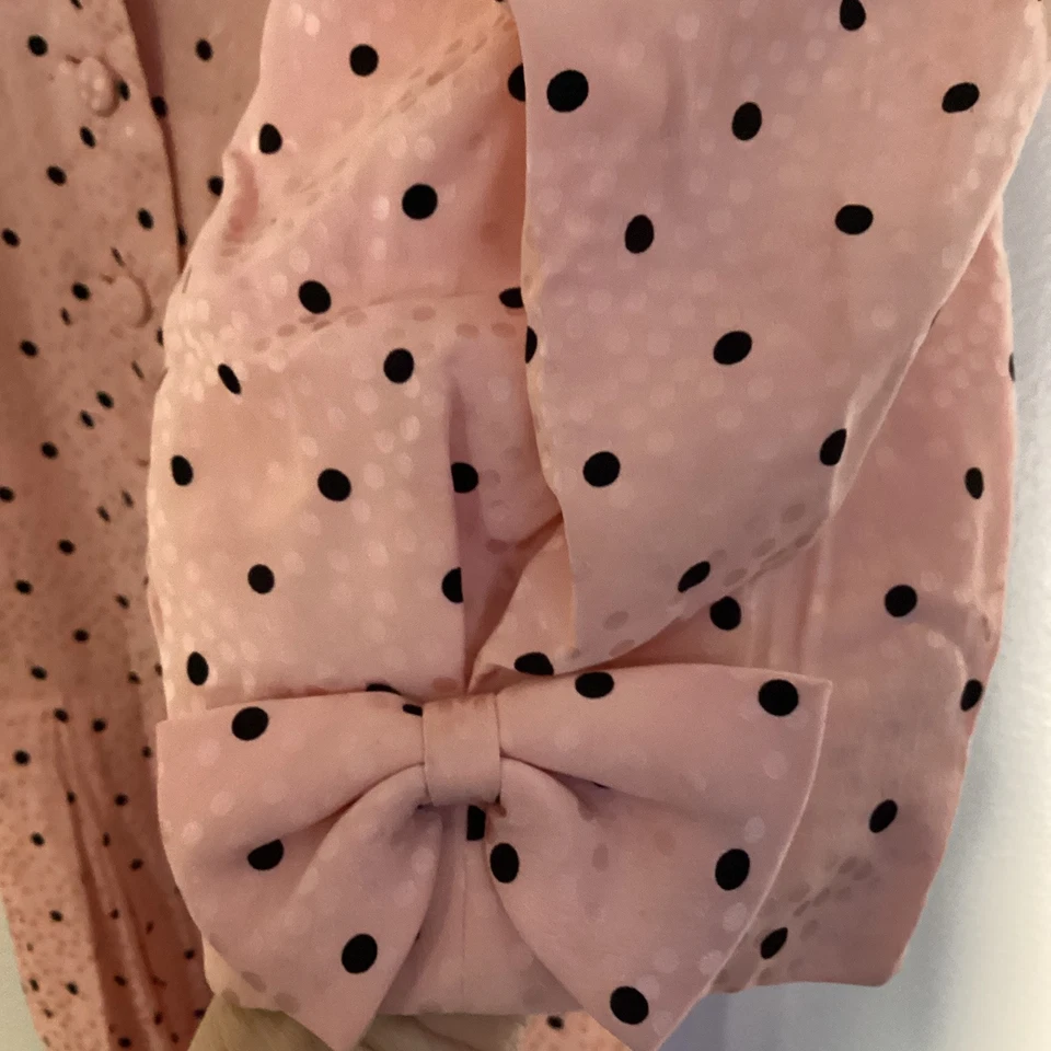 Винтажный FloraKung платье размер 6 100% шелк розовый горошек Saks 5-й авеню 80-х вечеринки - Изображение 4 из 4