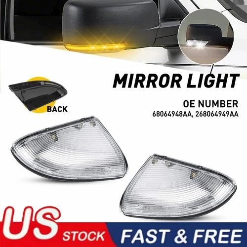 2PCS Mirror Turn Signal Puddle Indicator Light For 09-14 Dodge Ram 1500 2500