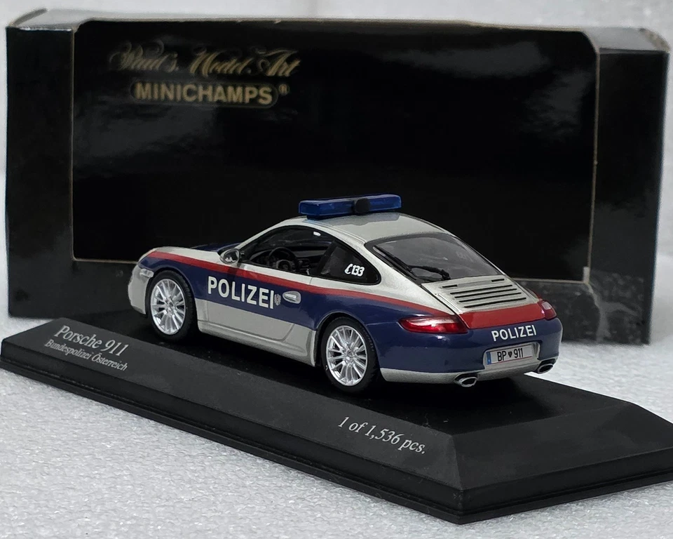 Porsche 911 (996) Austria Polizei 2004 Silver 1:43 Minichamps 400063090  (15) - Image 4 of 4