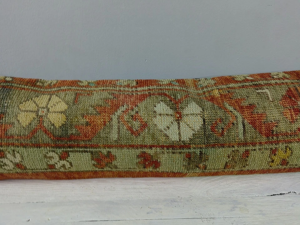 12x48 Turkish Kilim Pillow Cover - Long Lumbar Throw - Vintage Boho Cushion - Image 3 of 4