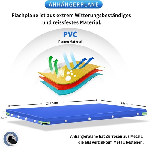Reißfeste Flachplane mit hoher Krempe für Stema, Böckmann und Humbaur Anhänger - Bild 7 von 10