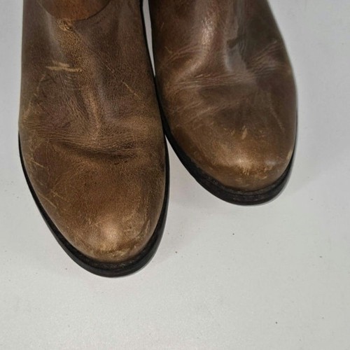 MATISSE MILITIA Leather Zip Buckle Equestrian Riding Boots Womens 8M Distressed  - Afbeelding 3 van 8