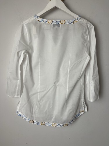 ANNE FONTAINE Paris White Light Weight Cotton Embroidered Blouse SZ2 Small - Picture 6 of 9