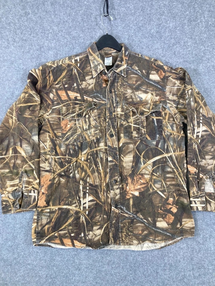 Camisa Ranger Exterior Abotonada Para Hombres XL Marrón Franela Gamuza Camuflaje Foto 3 de 4