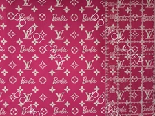 100% Cotton Woven Novelty Fabric Designer Barbie Pink By The  1/4 Yard 9x56