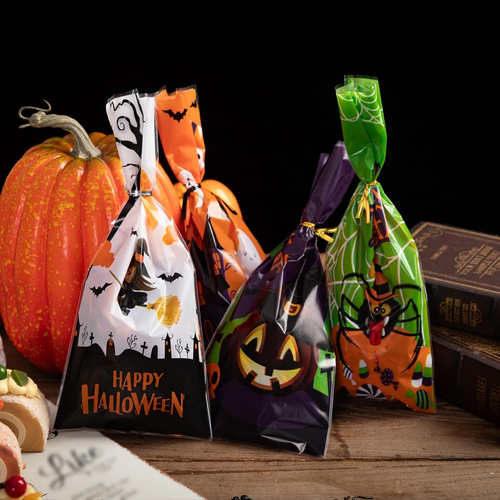 160PCS Halloween Cellophane Treat Bags, Plastic Goodie Candy Bag Goody Snack Swe - Picture 5 of 12