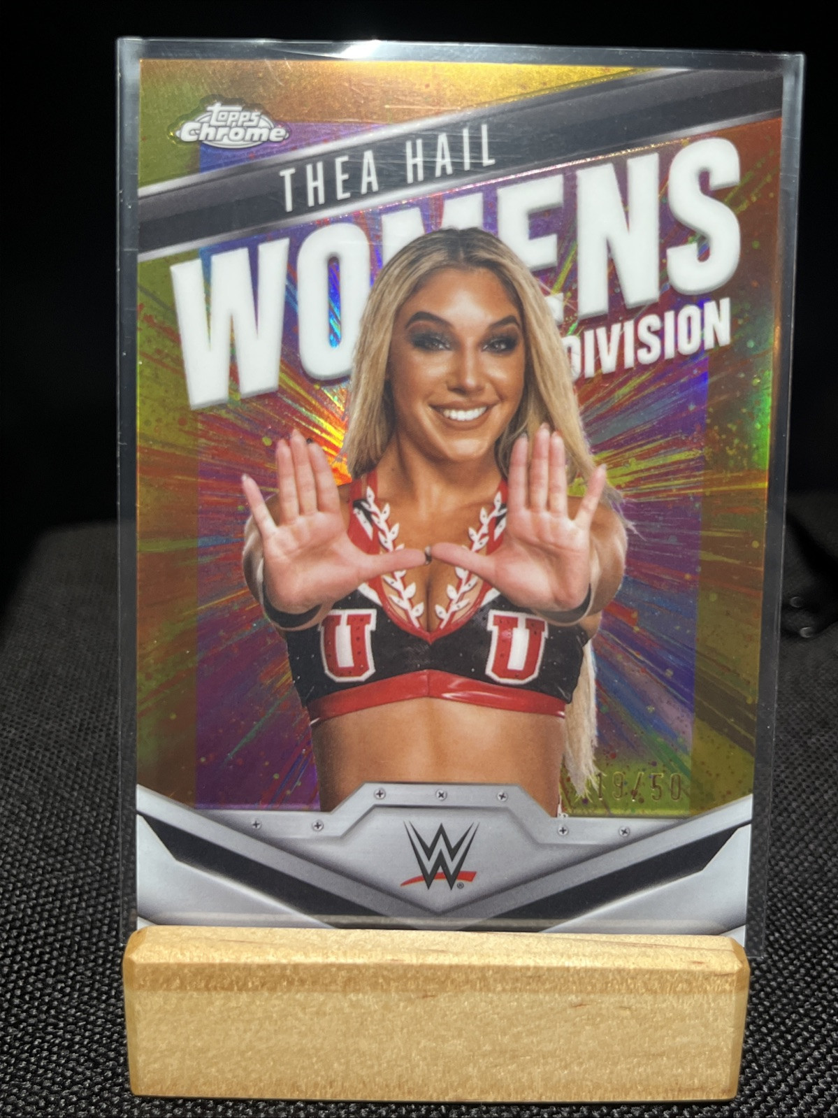 Thea Hail Women’s Division Gold Refractor 19/50 WWE Topps Chrome 2025