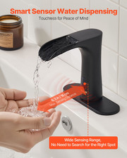 VEVOR Touchless Bathroom Sink Faucet, Automatic Motion Sensor Waterfall Restroom