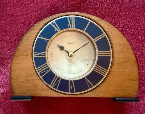 Bulova B7340 Tremont Clock, Walnut Finish, Antique, 8.25"W x 5.75"H, Protective