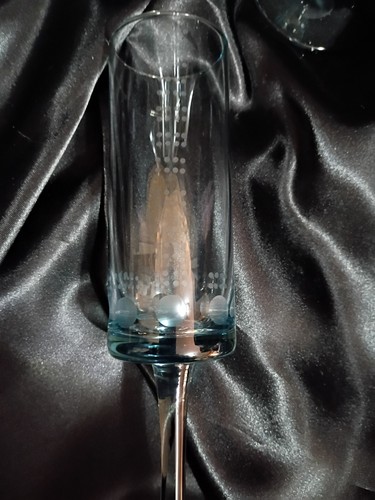 Große 9" Runde Schliff Blau Kristall Zylinder Champagner Wein Toasten Gläser 4er Set - Bild 2 von 4