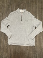 Tommy Bahama Relax Men s Gray Quarter Zip 100 Cotton Pullover Large Sweater