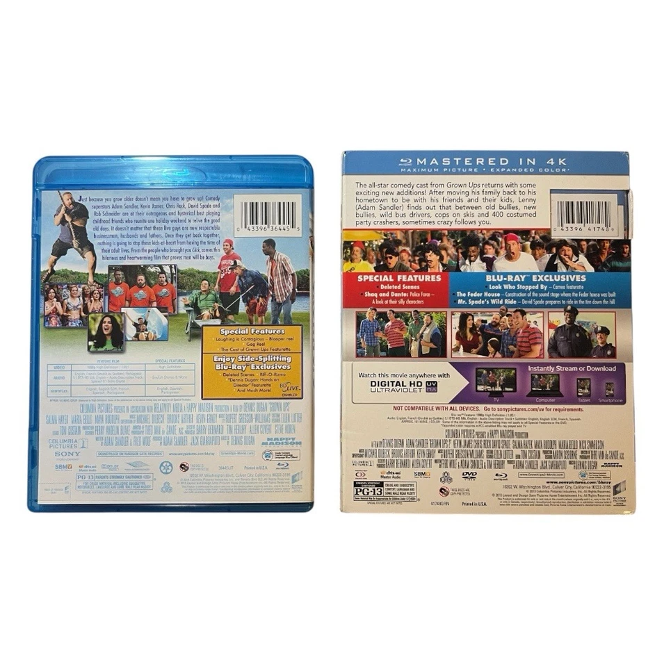 Grown Ups & Grown Ups 2 Blu-Ray Movie Set Adam Sandler Kevin James Chris Rock - Image 2 of 4