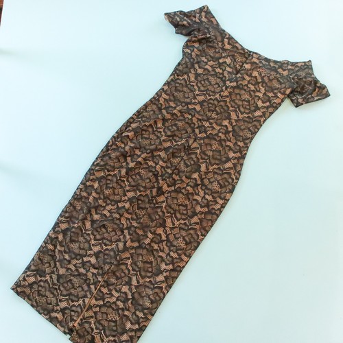 Vestido de cóctel Dress the Population negro desnudo de encaje ceñido al cuerpo largo midi talla M - Imagen 8 de 8