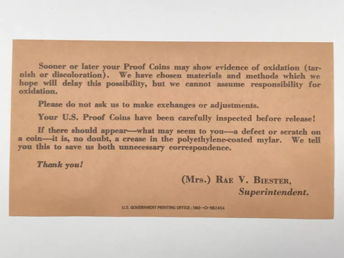 1961 US Mint Silver Proof Set w OGP Envelope & Paper - 第 3/4 張圖片