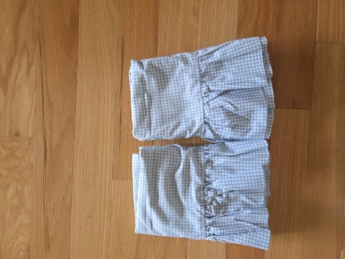 Set lenzuola vintage Nobilty King e 2 federe arruffate Lt blu/bianco Gingham - Foto 2 di 7