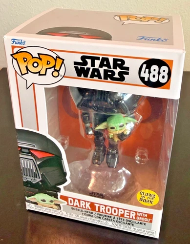 Funko Pop! 488 Dark Trooper with Grogu - Star Wars - Glows in the Dark