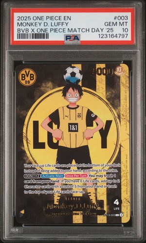MONKEY D. LUFFY 003 BVB X ONE PIECE MATCH DAY 2025 ONE PIECE PSA 10