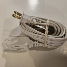 15 Ft 3-Outlet White Standard Electrical Power Extension Cord Home Office Use