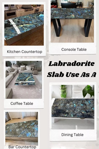 24" Square Labradorite Stone Coffee Table Crystal Healing Gemstone Garden Decors - Picture 7 of 7