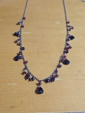 SILPADA Teardrop Faceted Garnet Oxidized Sterling Silver Necklace 19in Long 