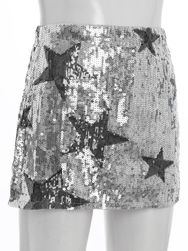 Women's  Shiny Sequin Pencil Skirt Stars Pattern Slim Fit Mini Skirt Party Wear - Bild 19 von 32