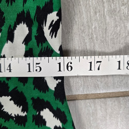 DVF Diane von Furstenberg Muriel spotted cat green silk dress long sleeve size 8 - Foto 6 di 9