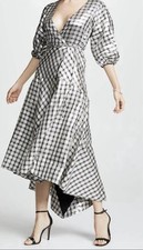 GANNI "Lagarde" 100% silk wrap dress in silver size 38/M/US6/UK10 BNWT