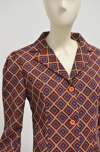 Sister Jane Blouse Top collared Womens Small Multi Geometric - Picture 2 of 9