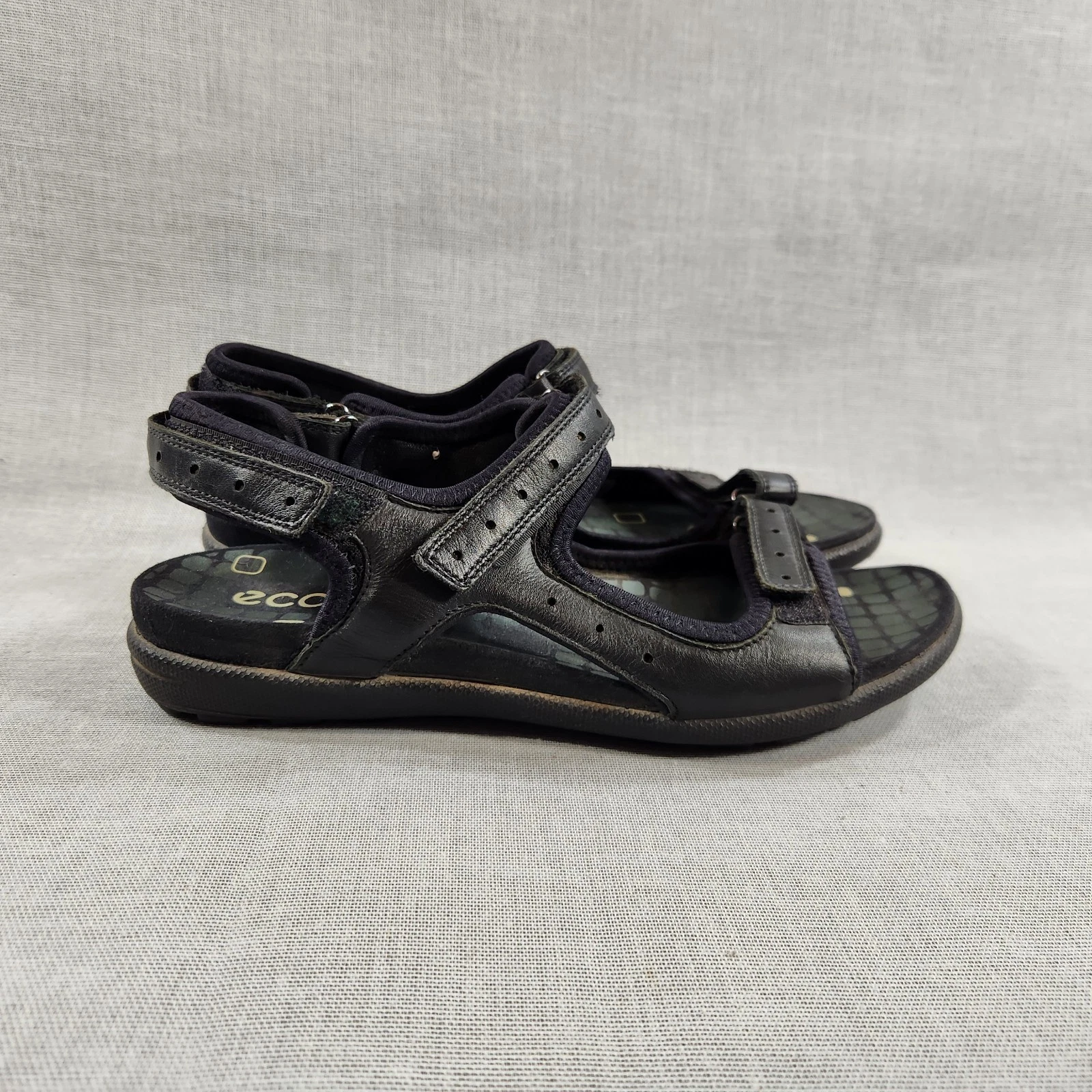 Scarpe sandali donna Ecco Yucatan taglia 7 neri punta aperta cinturino slingback outdoor