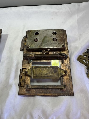 2 Antique Post Office Box Doors, US Numbers Glass Frt Indianapolis Lock /Hdwe - Bild 6 von 8