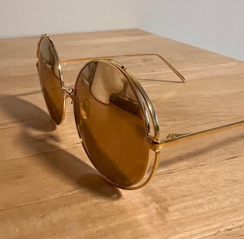 Linda Farrow - 816 C1 Round Sunglasses - Yellow Gold - Picture 7 of 12