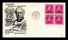 US COVER SAMUEL GOMPERS LABOR LEADER FDC BLOCK OF 4 SMARTCRAFT CACHET